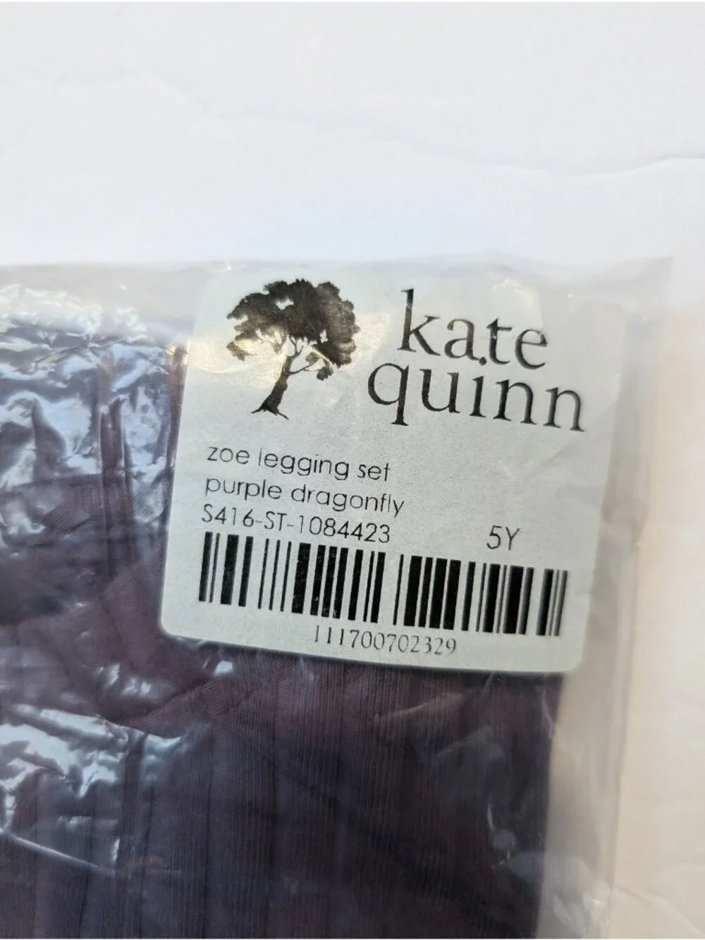 Kate Quinn Zoe Legging Set Purple Dragonfly 5Y Ruffle Top Organic Cotton